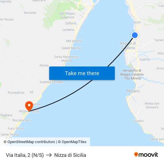 Via Italia, 2  (N/S) to Nizza di Sicilia map