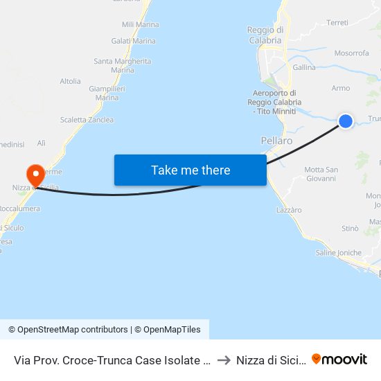 Via Prov. Croce-Trunca  Case Isolate N/S to Nizza di Sicilia map