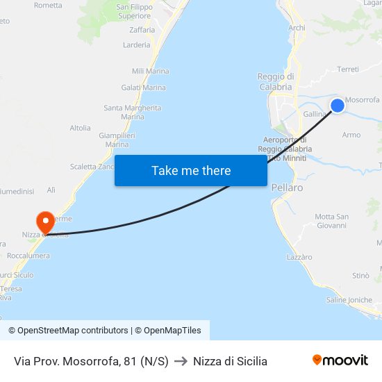 Via Prov. Mosorrofa, 81 (N/S) to Nizza di Sicilia map