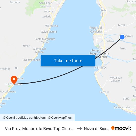 Via Prov. Mosorrofa  Bivio Top Club N/S to Nizza di Sicilia map