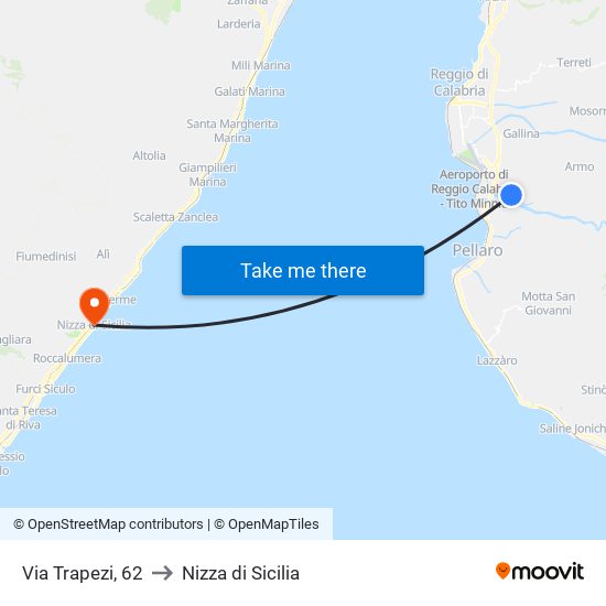 Via Trapezi, 62 to Nizza di Sicilia map