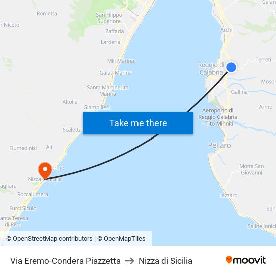 Via Eremo-Condera  Piazzetta to Nizza di Sicilia map