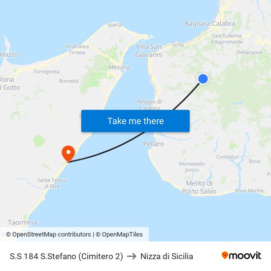 S.S 184  S.Stefano (Cimitero 2) to Nizza di Sicilia map