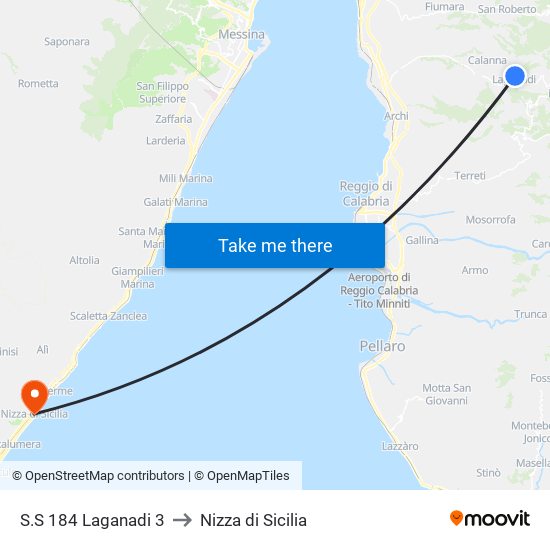 S.S 184  Laganadi 3 to Nizza di Sicilia map