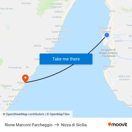 Rione Marconi  Parcheggio to Nizza di Sicilia map
