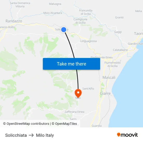 Solicchiata to Milo Italy map