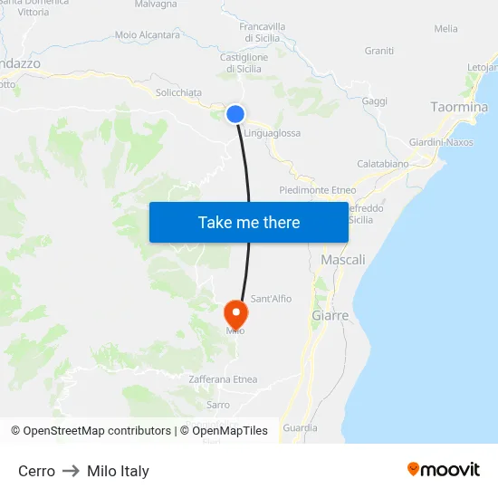 Cerro to Milo Italy map