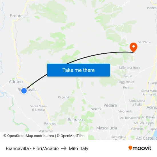Biancavilla - Fiori/Acacie to Milo Italy map