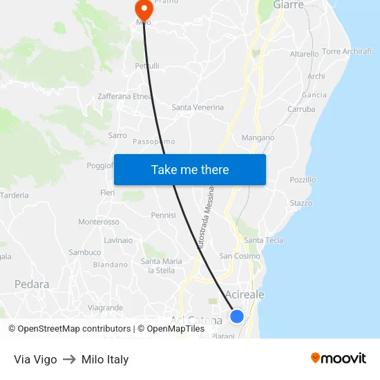 Via Vigo to Milo Italy map