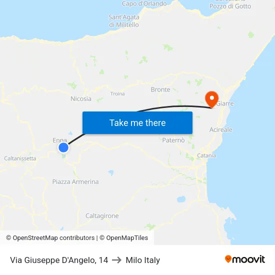 Via Giuseppe D'Angelo, 14 to Milo Italy map