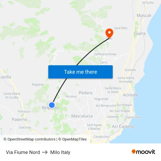 Via Fiume Nord to Milo Italy map