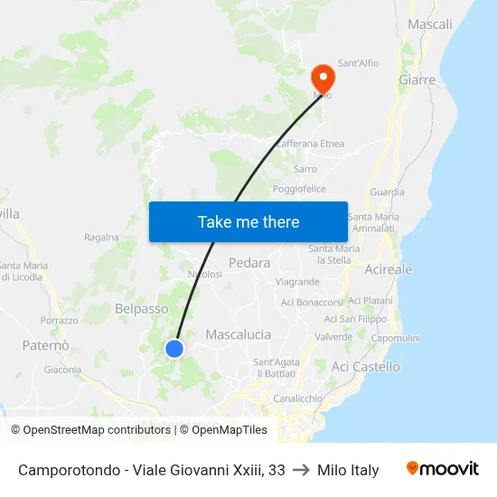 Camporotondo - Viale Giovanni Xxiii, 33 to Milo Italy map