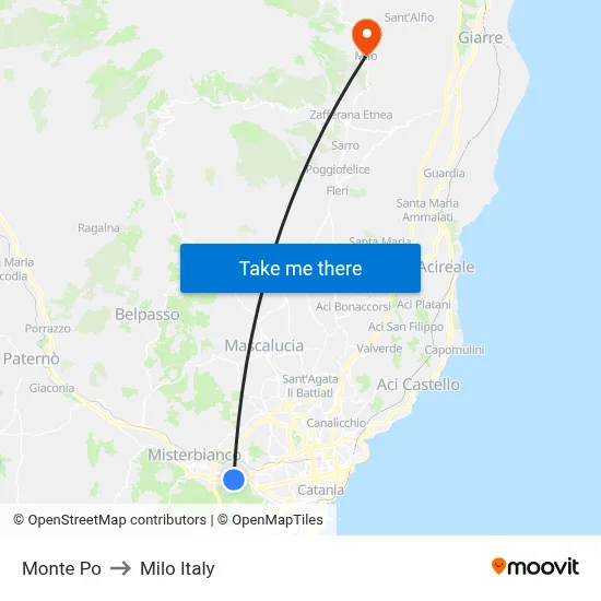 Monte Po to Milo Italy map