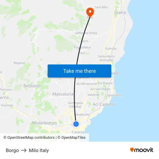 Borgo to Milo Italy map