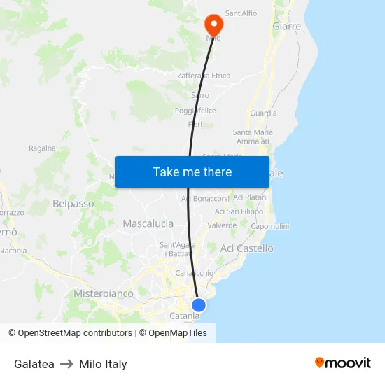 Galatea to Milo Italy map