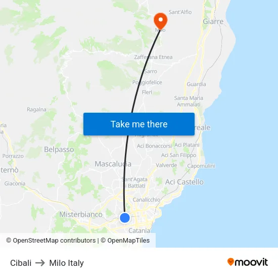 Cibali to Milo Italy map