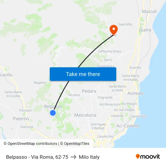 Belpasso - Via Roma, 62-75 to Milo Italy map
