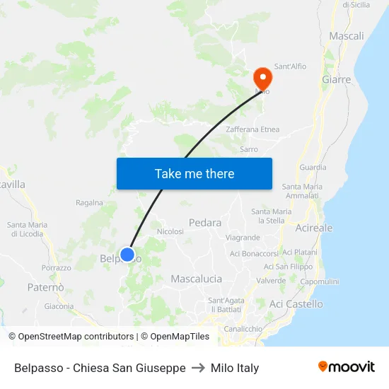 Belpasso - Chiesa San Giuseppe to Milo Italy map