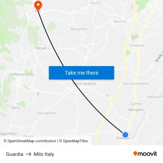 Guardia to Milo Italy map