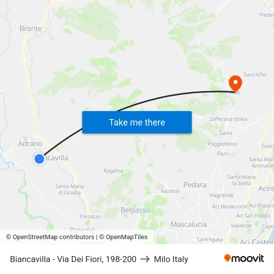 Biancavilla - Via Dei Fiori, 198-200 to Milo Italy map
