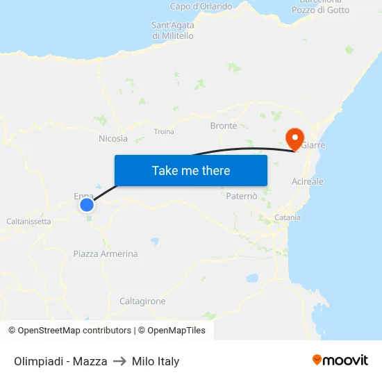 Olympics - Mazza to Milo Italy map