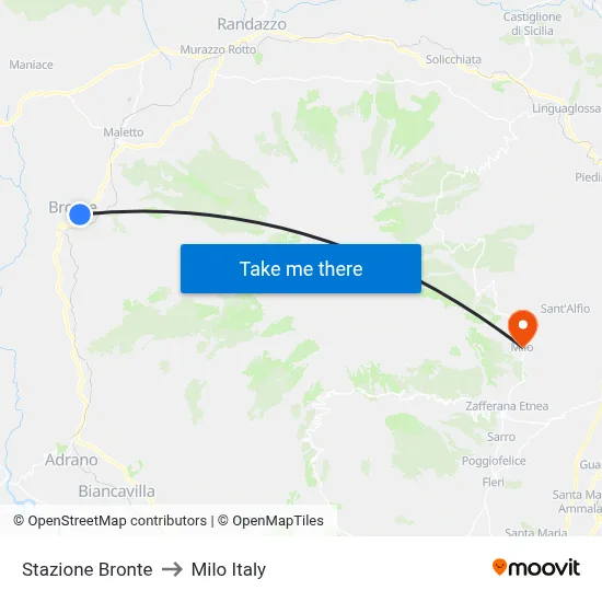 Stazione Bronte to Milo Italy map
