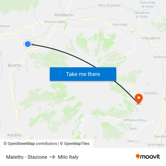 Maletto - Stazione to Milo Italy map