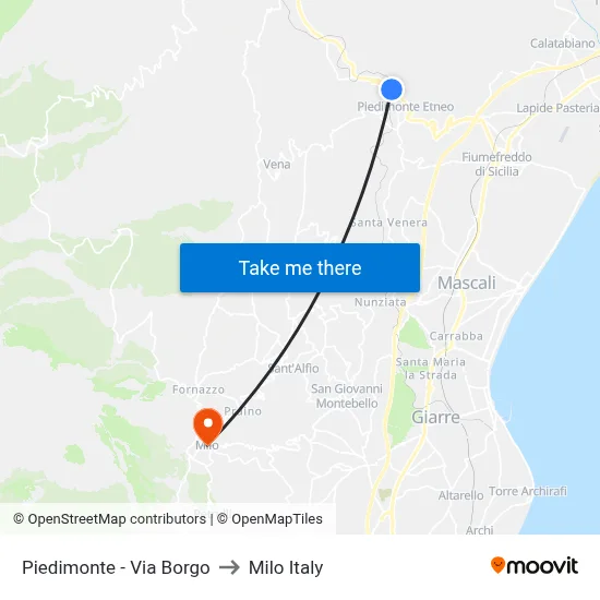 Piedimonte - Via Borgo to Milo Italy map