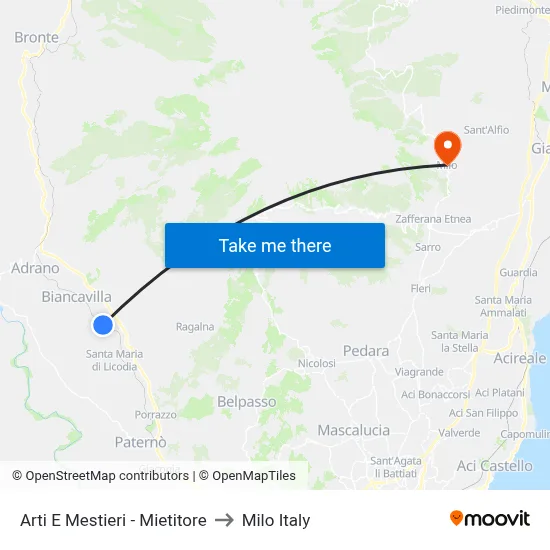 Arts And Crafts - Mietitore to Milo Italy map