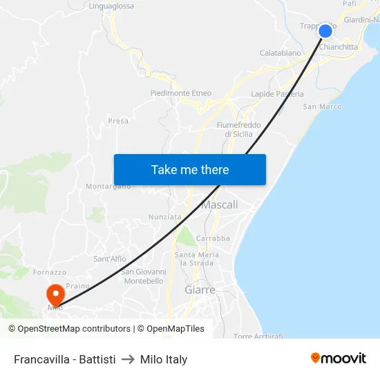 Francavilla - Battisti to Milo Italy map