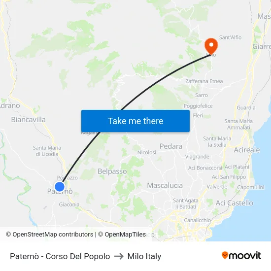Paternò - Corso Del Popolo to Milo Italy map