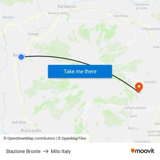 Stazione Bronte to Milo Italy map