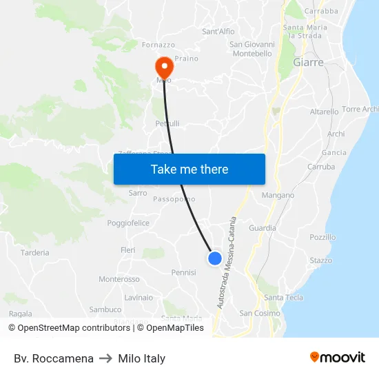 Bv. Roccamena to Milo Italy map