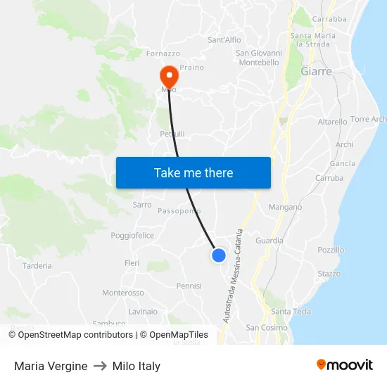 Maria Vergine to Milo Italy map