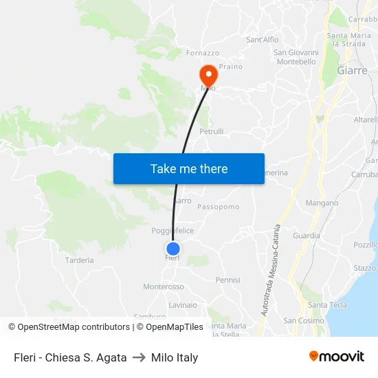 Fleri - Chiesa S. Agata to Milo Italy map