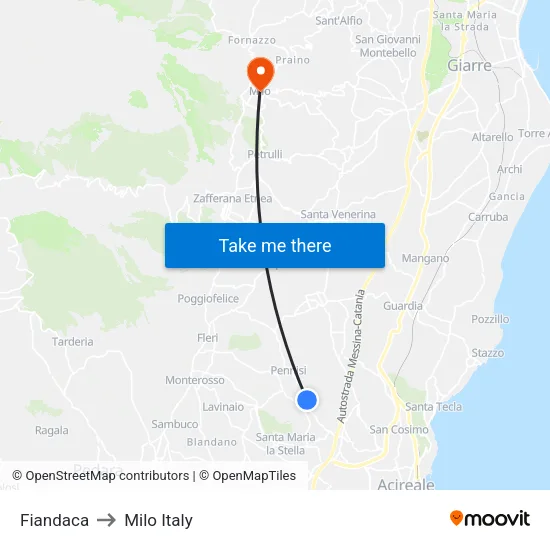 Fiandaca to Milo Italy map