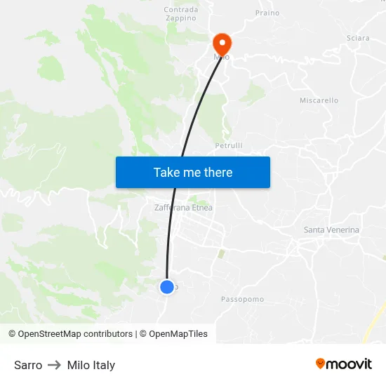 Sarro to Milo Italy map
