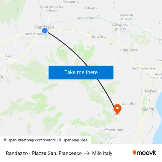 Randazzo - Piazza San. Francesco to Milo Italy map