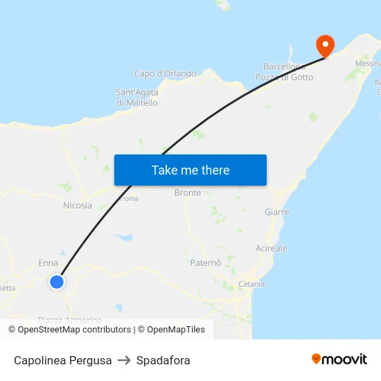 Capolinea Pergusa to Spadafora map