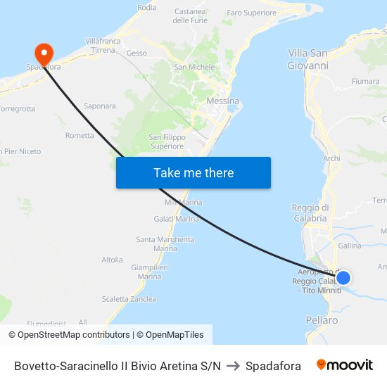 Bovetto-Saracinello II Bivio Aretina S/N to Spadafora map