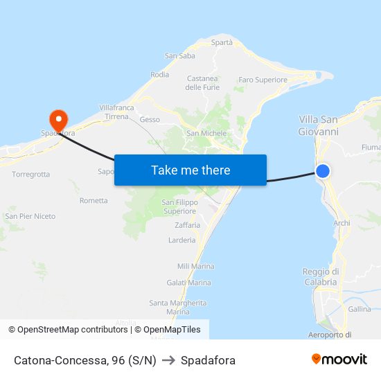 Catona-Concessa, 96 (S/N) to Spadafora map