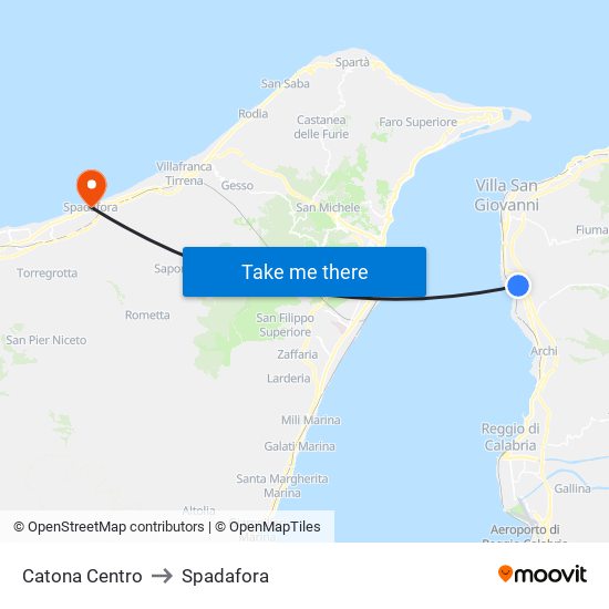 Catona Centro to Spadafora map