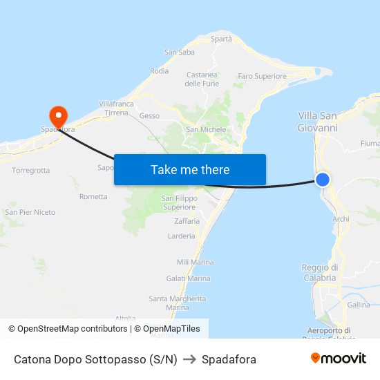 Catona  Dopo Sottopasso (S/N) to Spadafora map
