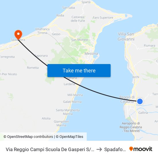 Via Reggio Campi  Scuola De Gasperi S/N to Spadafora map