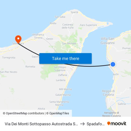 Via Dei Monti  Sottopasso Autostrada S/N to Spadafora map