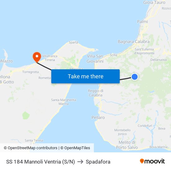 SS 184  Mannoli  Ventria (S/N) to Spadafora map