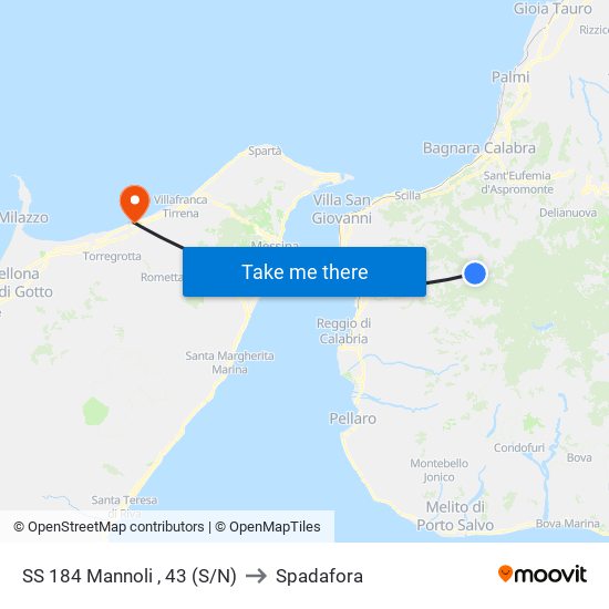 SS 184  Mannoli , 43 (S/N) to Spadafora map