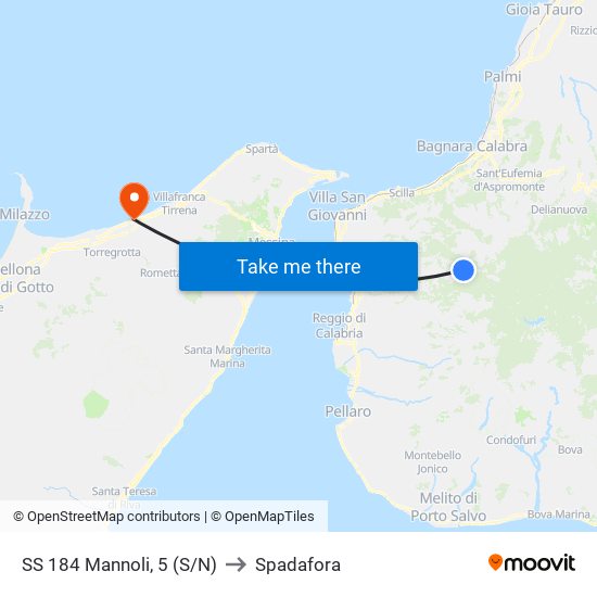 SS 184  Mannoli, 5 (S/N) to Spadafora map