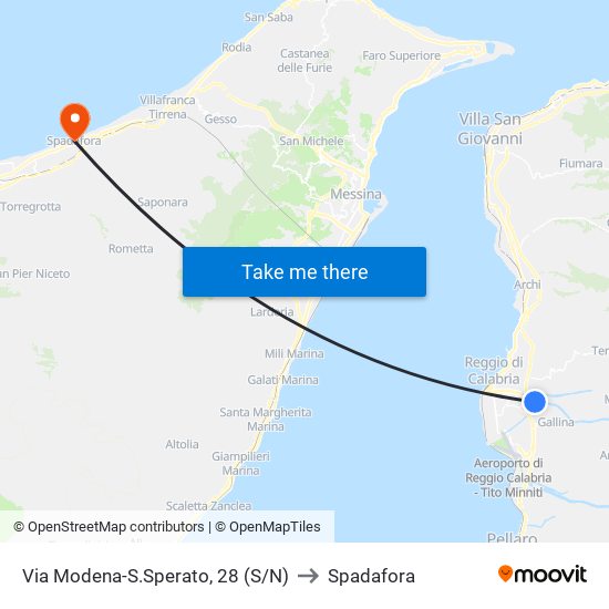 Via Modena-S.Sperato, 28  (S/N) to Spadafora map