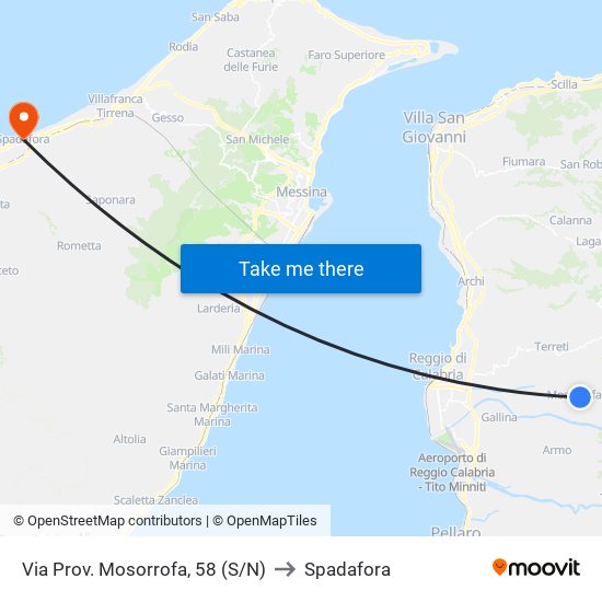 Via Prov. Mosorrofa, 58 (S/N) to Spadafora map